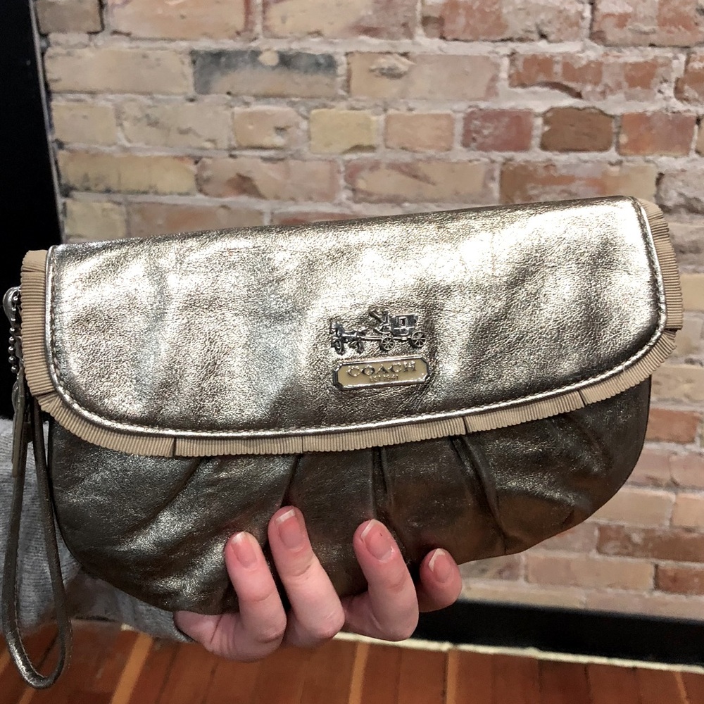 Gold Coach wristlet clutch